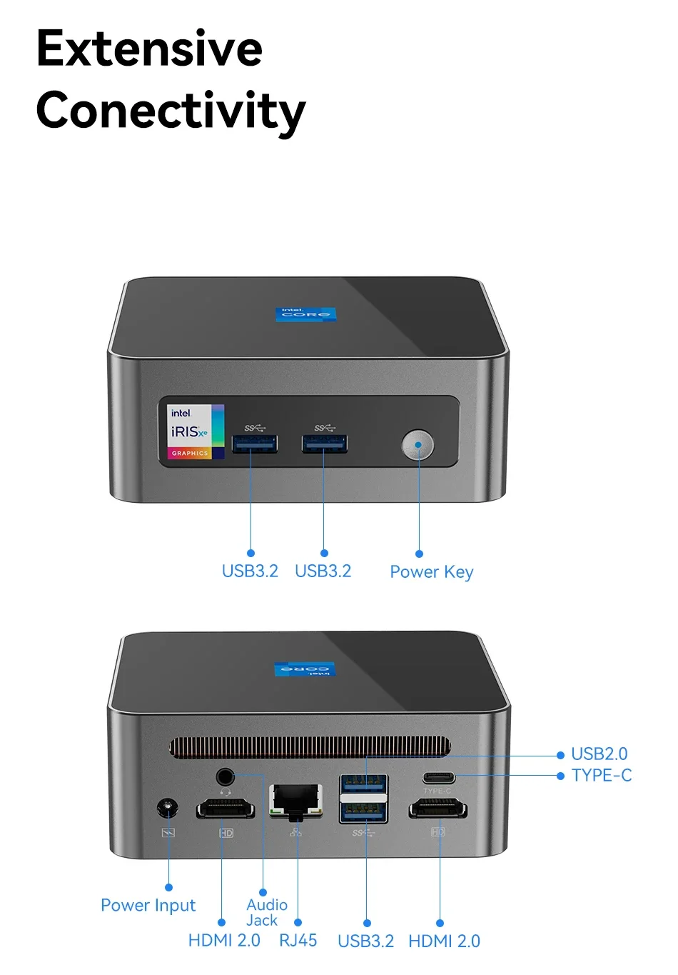 MINI PC 12th i5 12450H i7 1270P 13620H i9 12900HK i225 i226 Bluetooth5.2 4K UHD wifi6 M.2 NVME SSD PICE4.0 Industrial computer