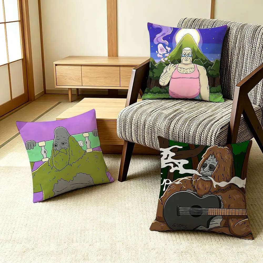 FUNNY Animation S-Sassy The Sasquatch Pillow Case Pattern Printed Pillowcase For Living Room Sofa Cushion Cover