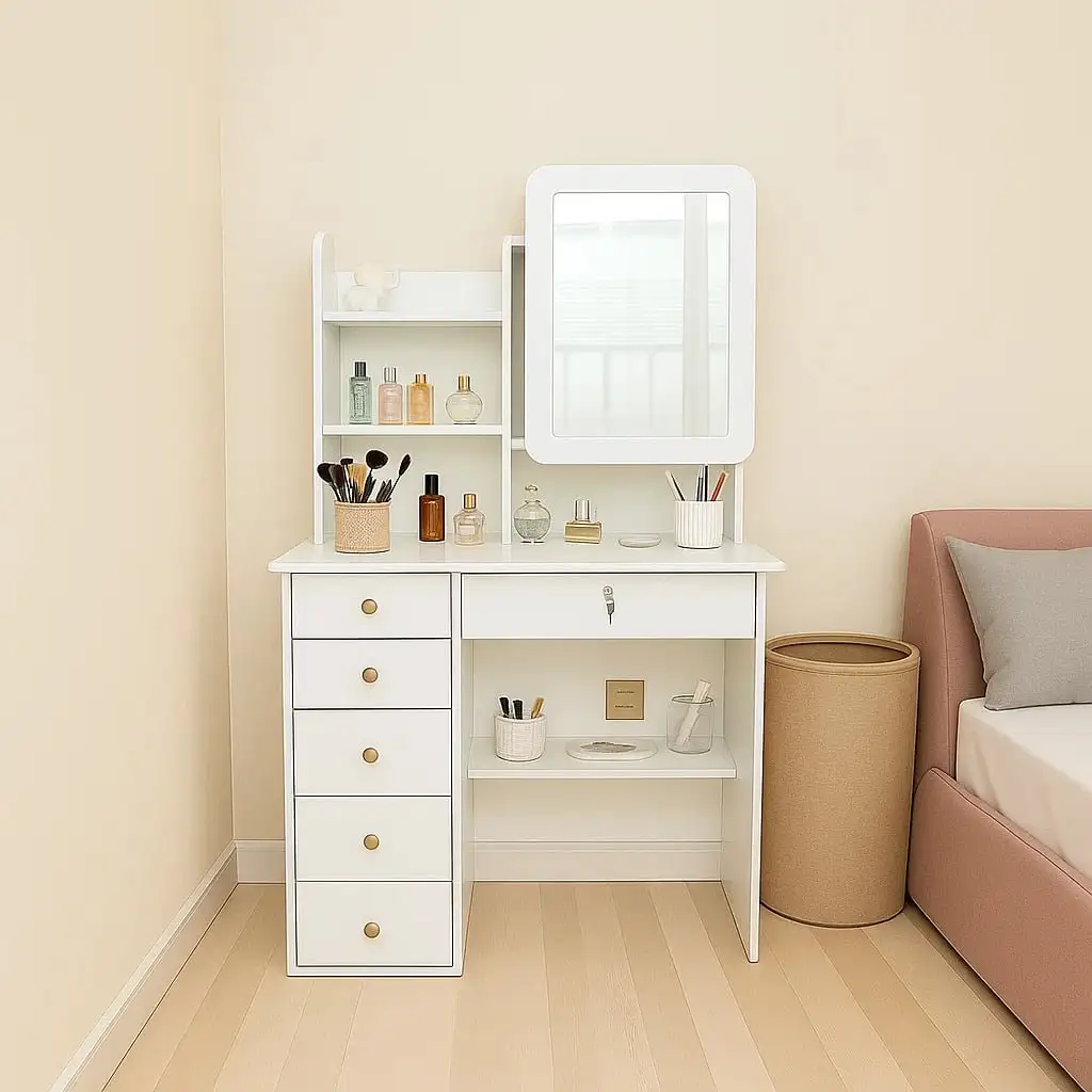 Storage cabinet dresser small space storage cabinet slide rail hidden storage three-layer partition + six drawers