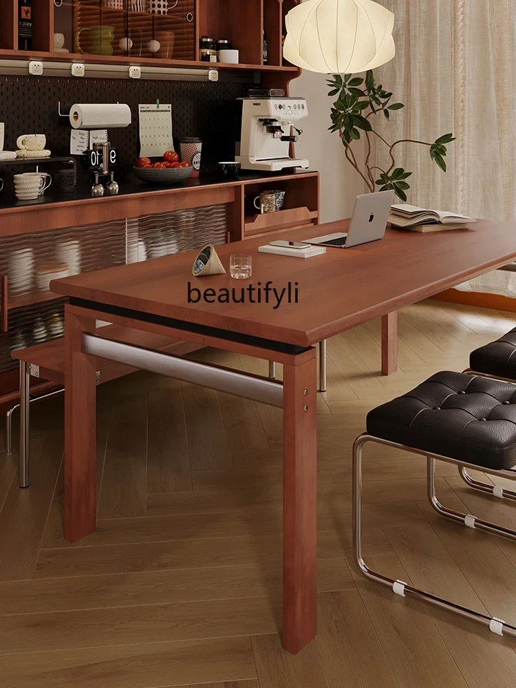 G1218 G1218 Medieval solid wood thickened dining table household dining table cherry wood worktable large board table