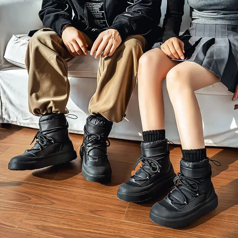 

Утепленные зимние сапоги Thiened Fce для мужчин и женщин, теплые, морозостойкие, средней высоты, повседневные, с резиновой подошвой, на пушистой подкладке