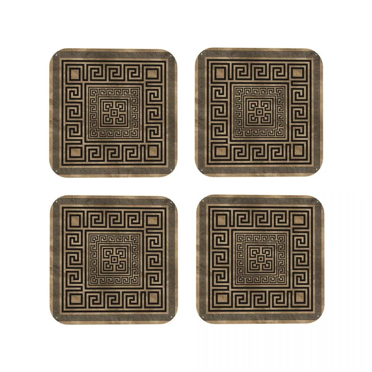 Greek Key Ornament - Greek Meander Coasters Kitchen Placemats Cup Coffee Mats For Decor Home Tableware Pads Set of 4