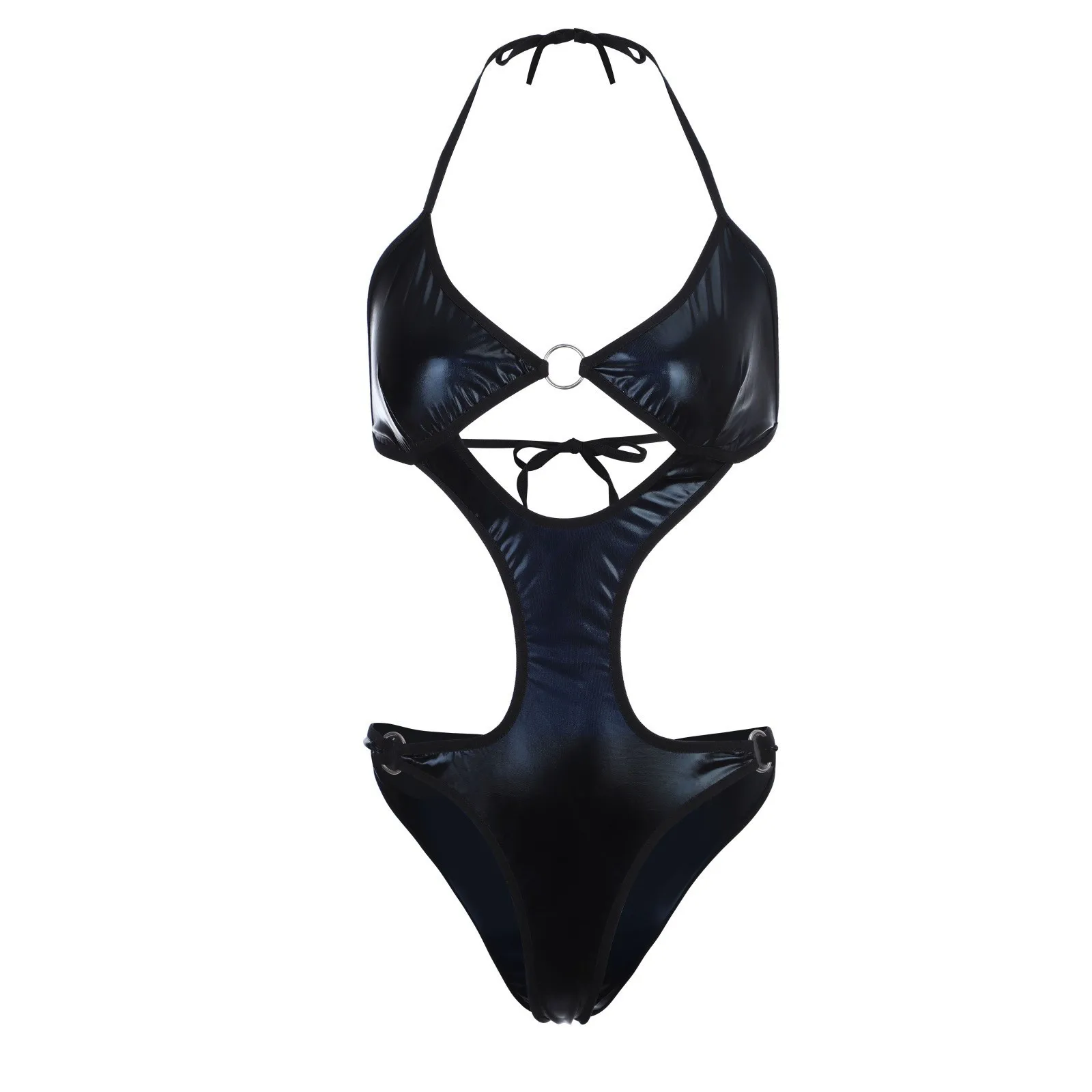 

Women Bodysuit Fashion Hollow Out Pu Leather Sexy Sleeveless Jumpsuit Girl Hot Erotic One Pieces Teddy Bodysuits Female Lingerie