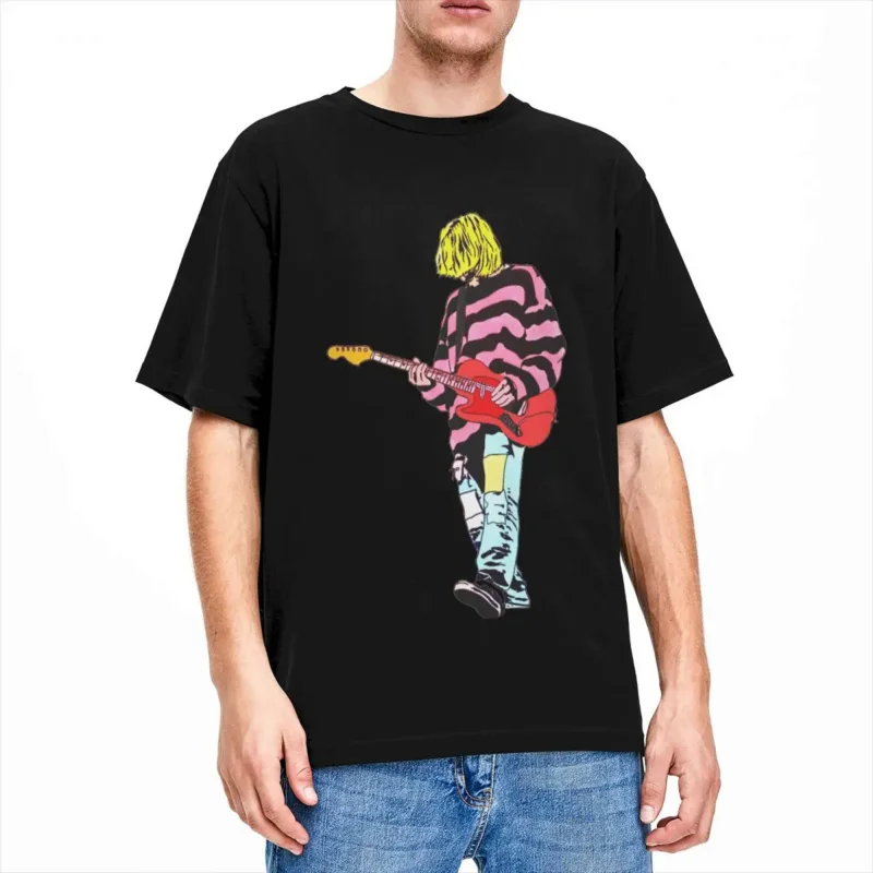 Novelty modern pop art portrait Kurt Cobain T shirt for men women pure cotton tee shirt classic clothes