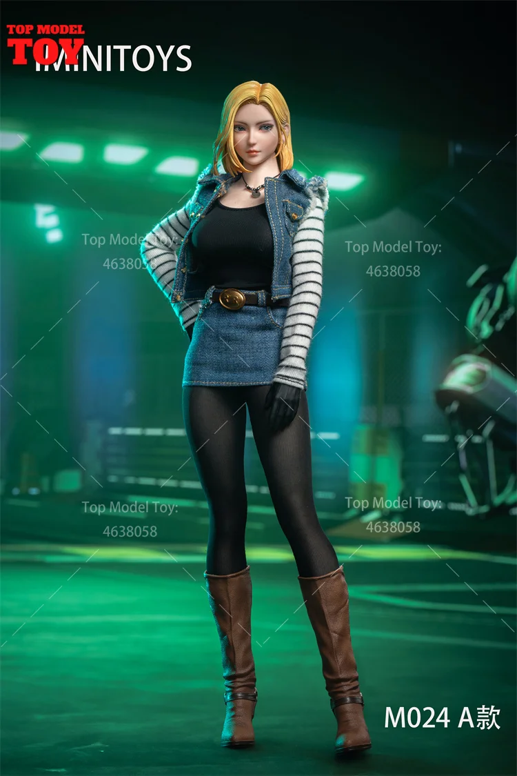 ในสต็อก Iminitoys M024 1/6 Android No. 18 สาว Double Head Sculpts เครื่องแต่งกายชุดโหมด Fit 12 ''ทหารหญิงตัวเลขการกระทําตุ๊กตา