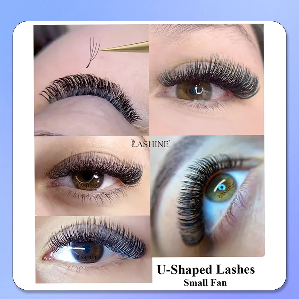 LASHINE 2D/3D/4D/5D U-Shape Clover & YY Fans Wimpernverlängerungen 12 Reihen 0,07mm C/D Curl Mix 8–14mm Weiche Handgefertigte Volumen-Wimpern – Detail 6