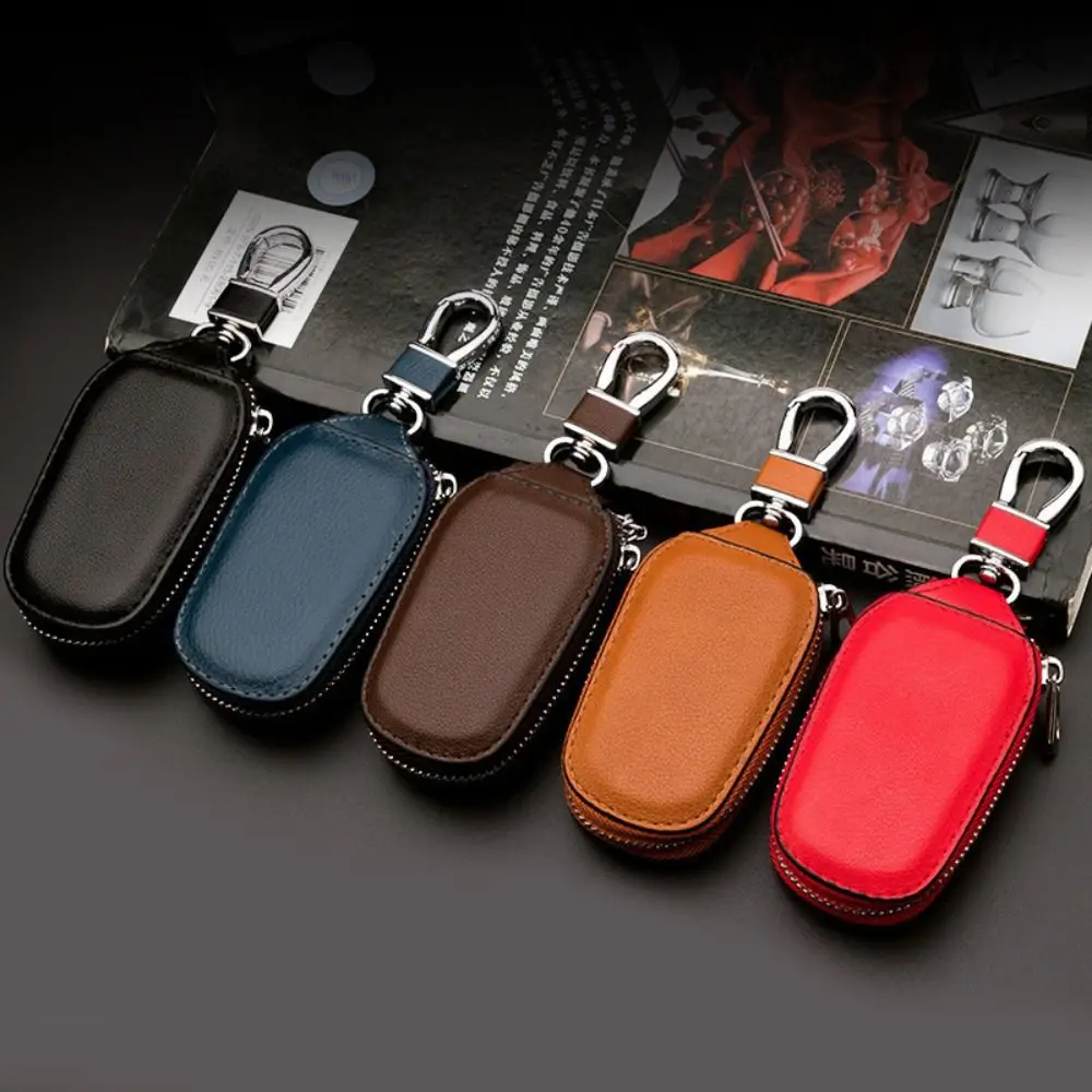Chaveiro de carro cobre homens porta-chaves de couro carteiras chave do carro governanta chaves organizador zíper caso chave saco unisex bolsa