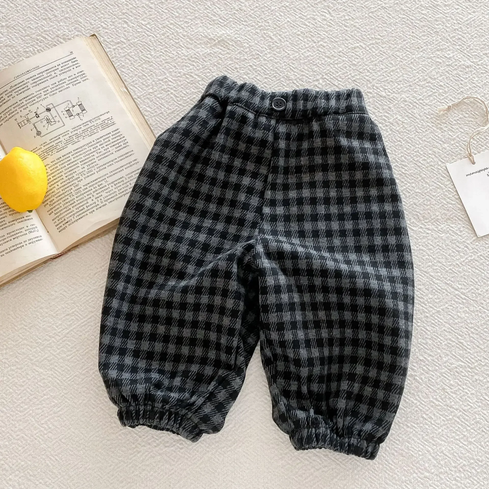 Children Pants 2025 Autumn and Winter New Boy's Plaid Pant Fashionable and Versatile Baby Girl's Casual Pants Trousers