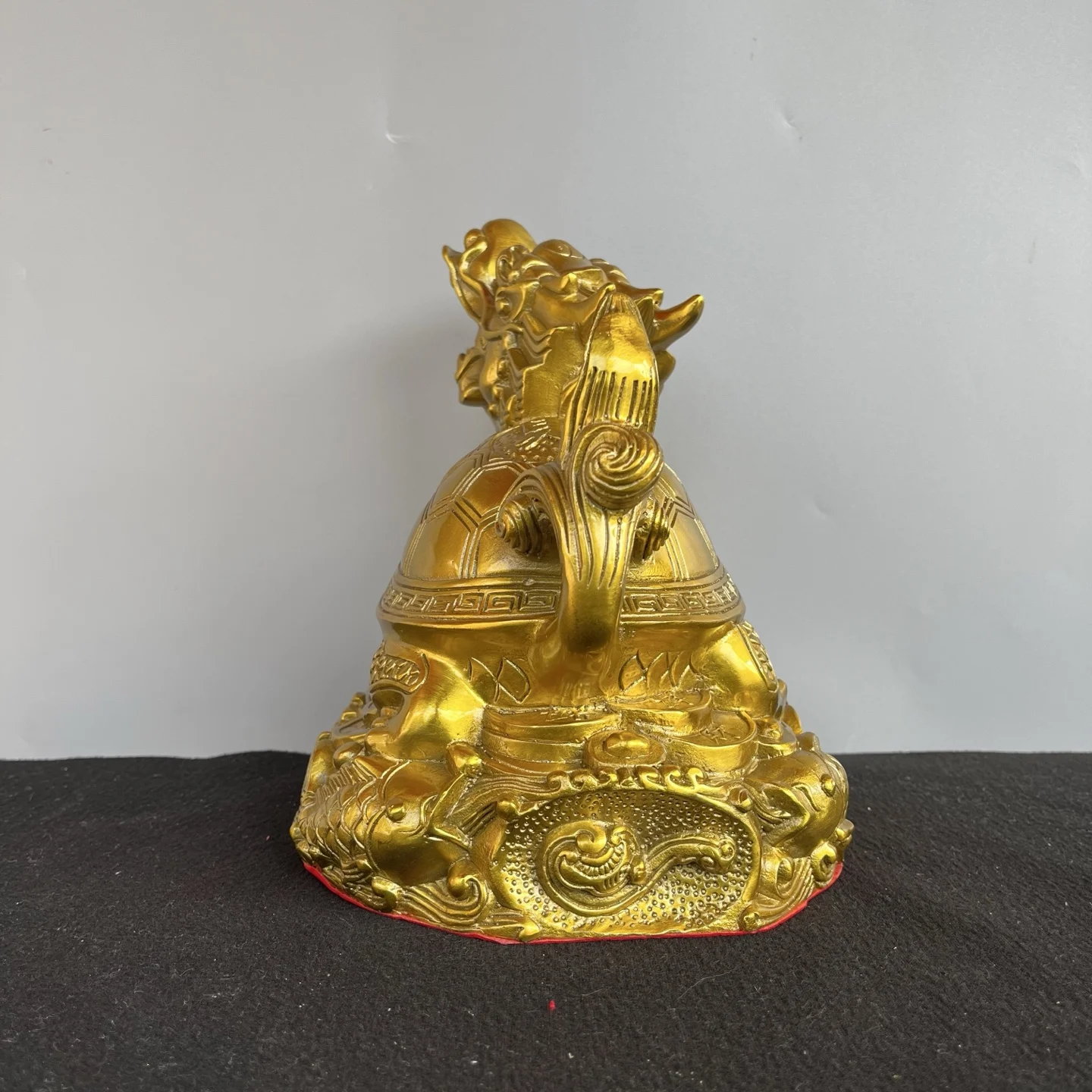 Brass Golden Dragon Turtle Statue Yuanbao coin base mythical beast get rich Study Amass wealth Ornaments Town house