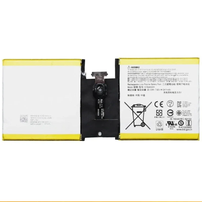 For Microsoft Surface Go 1824 4415Y Tablet PC Series 2ICP4/76/76 26.12Wh 3411mAh 7.66V G16QA043H Laptop Battery 2pcs