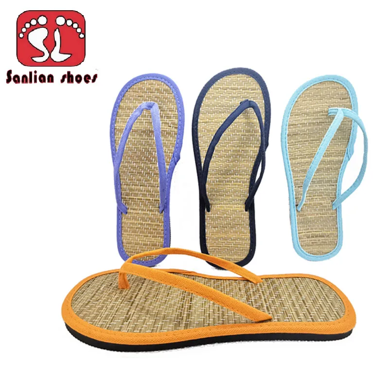 Vrouwen Platte Slippers Rotan Slippers Comfortabele Antislip Sandalen Bamboe Slippers Huis Slaapkamer Mode Slipper Zapatos Rieten