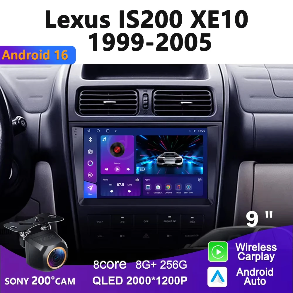 Navegação dos multimédios do rádio do carro, tela de Incell 2K, andróide 16, Lexus IS200 XE10 1999-2005, Toyota Altezza XE10 1998-2005