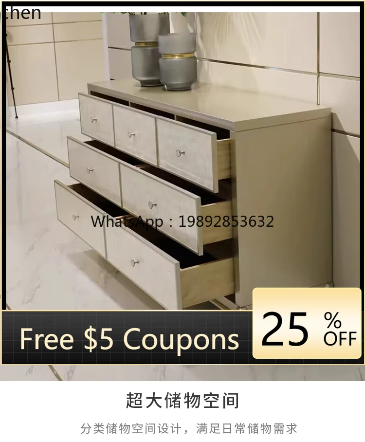 

ABB lig luxury entrance cabinet high-end shell seven-chest cabinet dresser integrated French solid wood storage cabinet