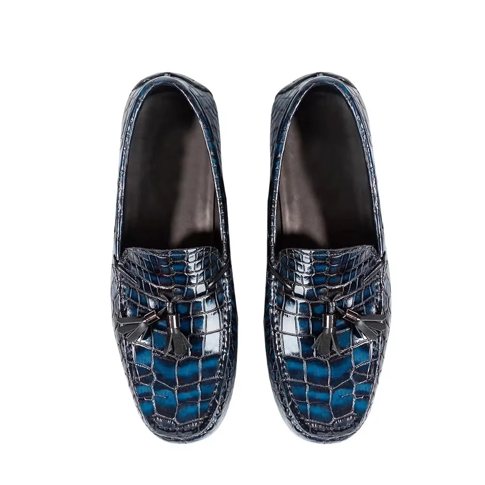 jiumuifushi men leisure shoes male crocodile shoes Drive car shoes blue