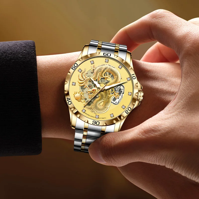 2024 orologio da uomo classico con movimento meccanico completamente automatico in acciaio inossidabile impermeabile luminoso Montre Homme + in scatola