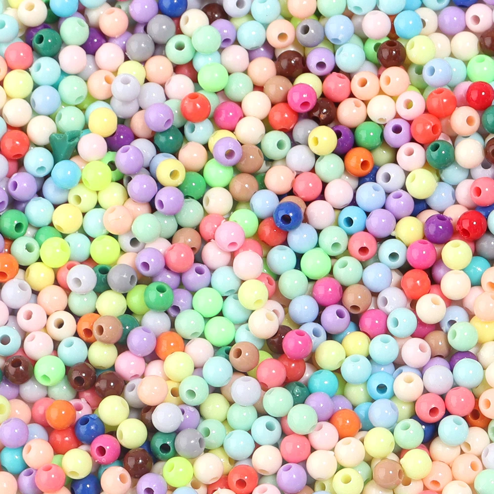 1000Pcst 4mm Acrylic Solid Color Round Beads Loose Spacer beads for Making DIY Jewelry Bracelet Necklace Handcraft Accessories