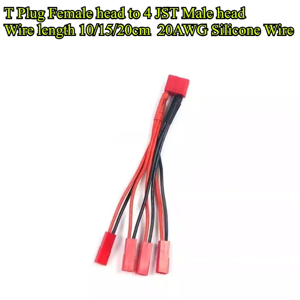 2Pcs/lot T Plug 1 Male/Female To JST 4 Female/Male Plug Adapter Cable With 10/15/20CM 20AWG Silicone Wire For RC FPV Drone Parts