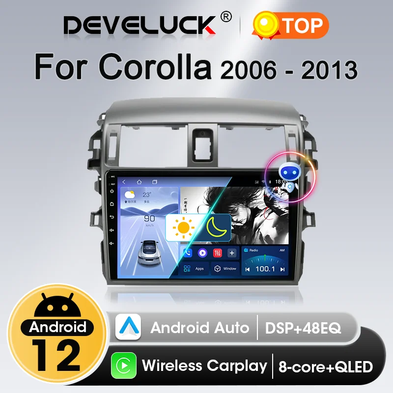 

2 Din Android 12 Carplay Car Radio For Toyota Corolla 2006 2007 2008 2009 2010 2012 2013 Multimidia Player Navigation DVD Head U
