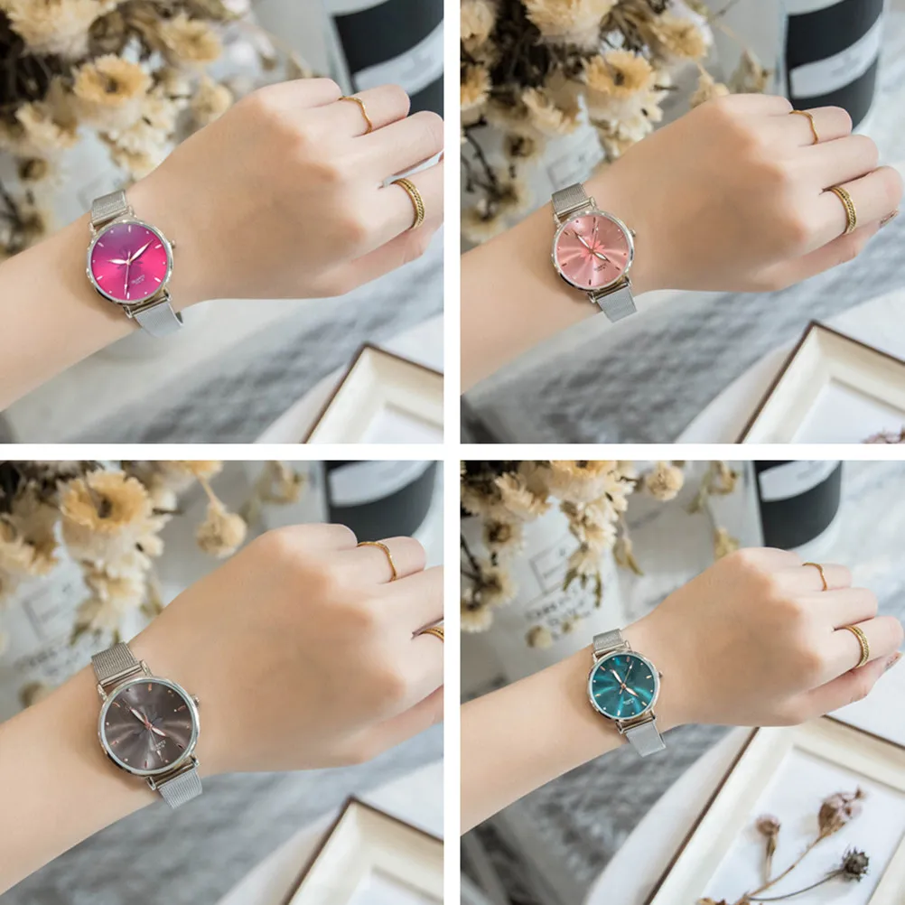 Elegant Stone Quartz Wristwatch Women Mesh Alloy Bracelet Small Minimalist Design Green Fashion Gift Gift Women Wristwatches