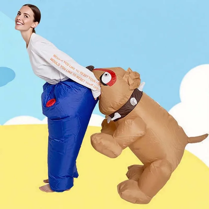 

Dog Bite Inflatable Costume Adult Carnival Party Cartoon Animal Style Set Halloween Funny Dress Inflatable Dog Doll Funny Props