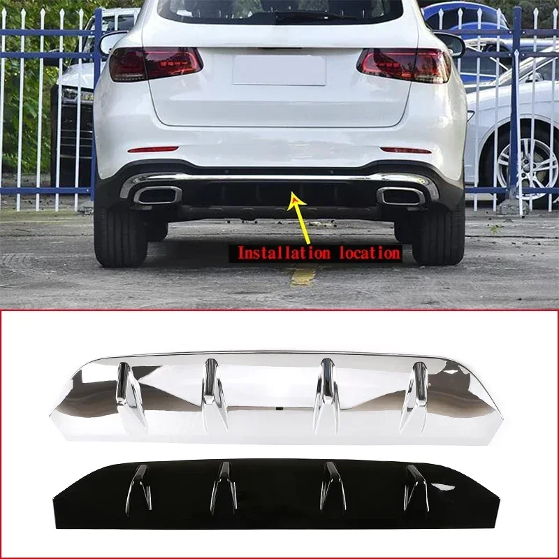 

For Mercedes-Benz GLC Class 2020 2021Car Rear Bumper Spoiler Cover Trim Shark Fin Spoiler Lip Diffuser ABS Black A-B1000032