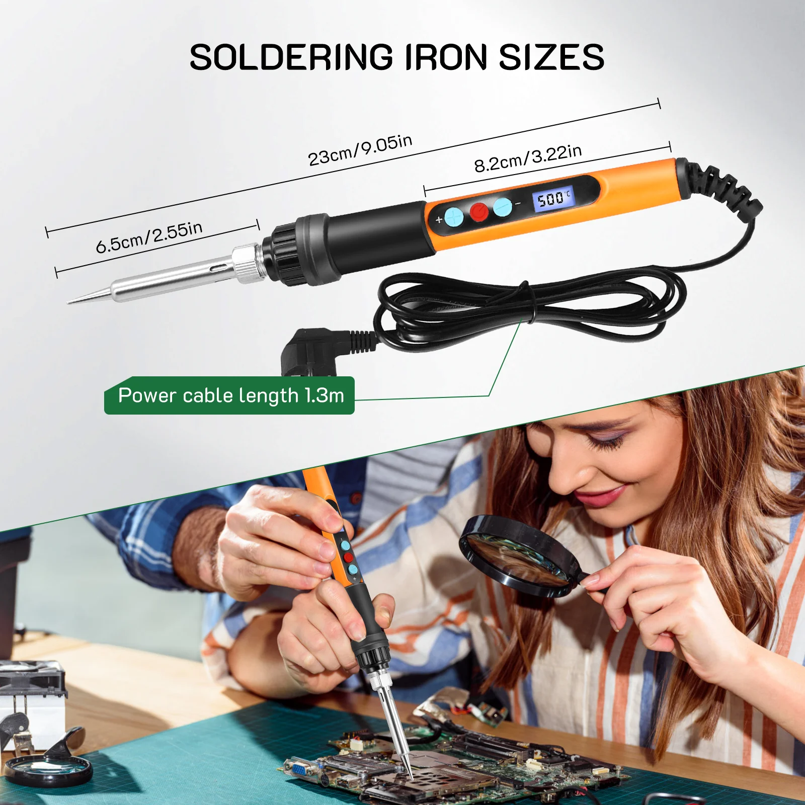 Imagem -04 - Led Ferro de Solda Conjunto com Temperatura Ajustável 100 w 180 ° C500 ° c 10g Fio de Solda Pontas de Solda