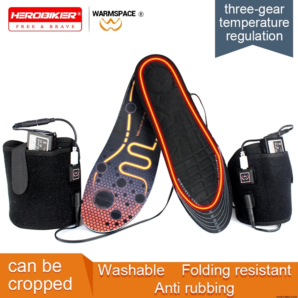 

USB Rechargeable Heated Insoles Size 35-46 DIY Customizable Electric Heated Shoes Pad Winter Foot Warmers for Outdoor Skiing