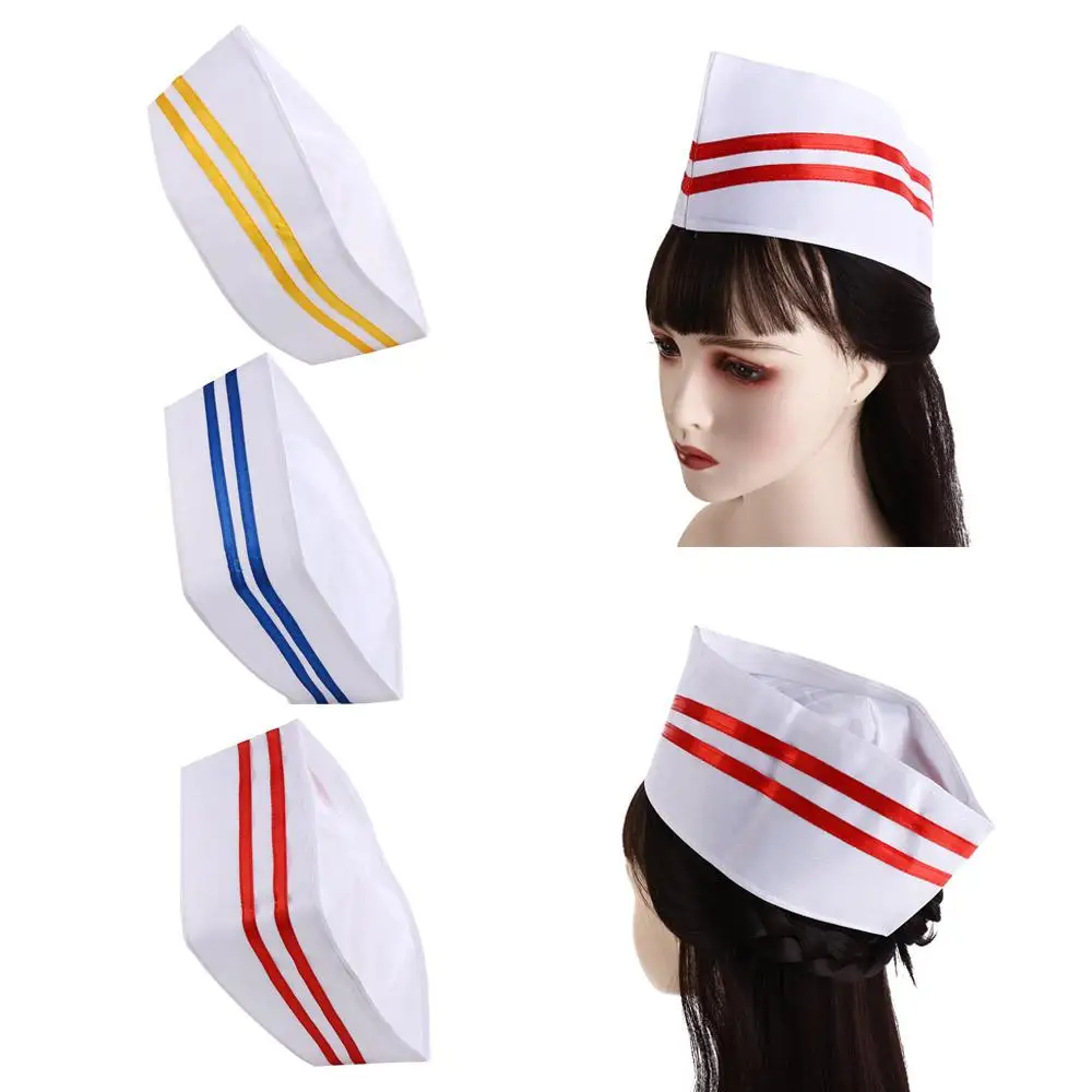 

Kitchen Forward Cap Boat Shape Headwear Chef Hat Flat Breathable Cook Cap Oil-Proof White Catering Waiter Hat Cafe