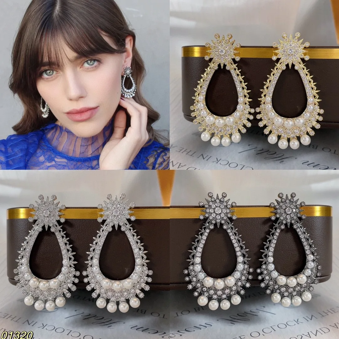 Fashion Oversized Hollow Waterdrop  Drop Earrings For Women Geometry Alloy Earrings Wedding Pendientes Party Jewelry