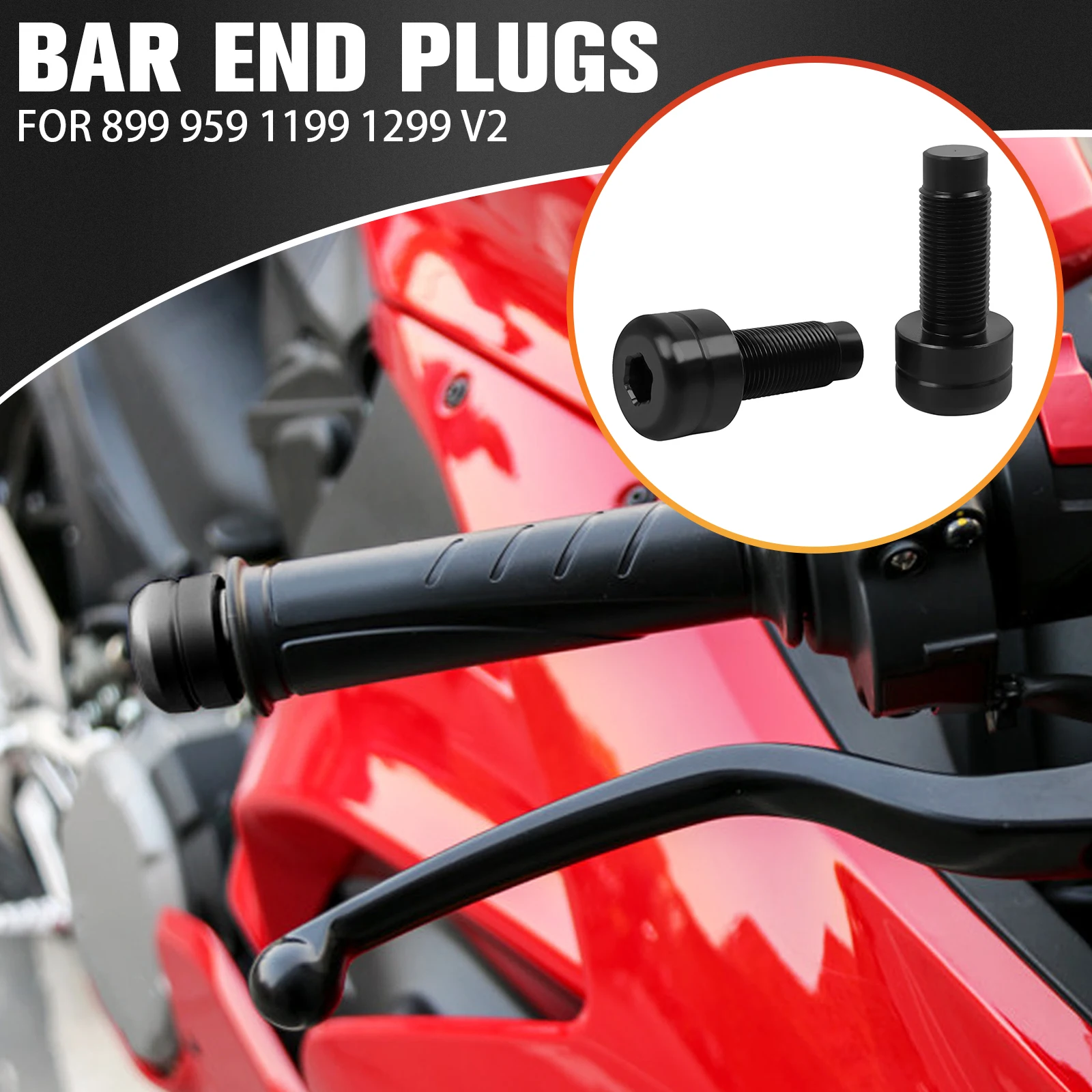 Para DUCATI 899 959 1199/1299/S/R V2 PANIGALE Puños de manillar de motocicleta con tapones de extremo y contrapesos deslizantes