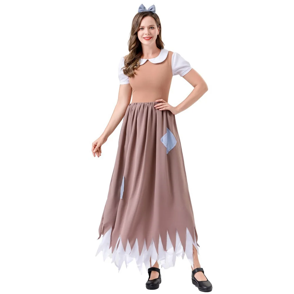 Halloween Carnival Anime Fairy Tale Princess Role Play Manor Farm Round Neck Maid Butler Irregular Dress Party Stage Performance