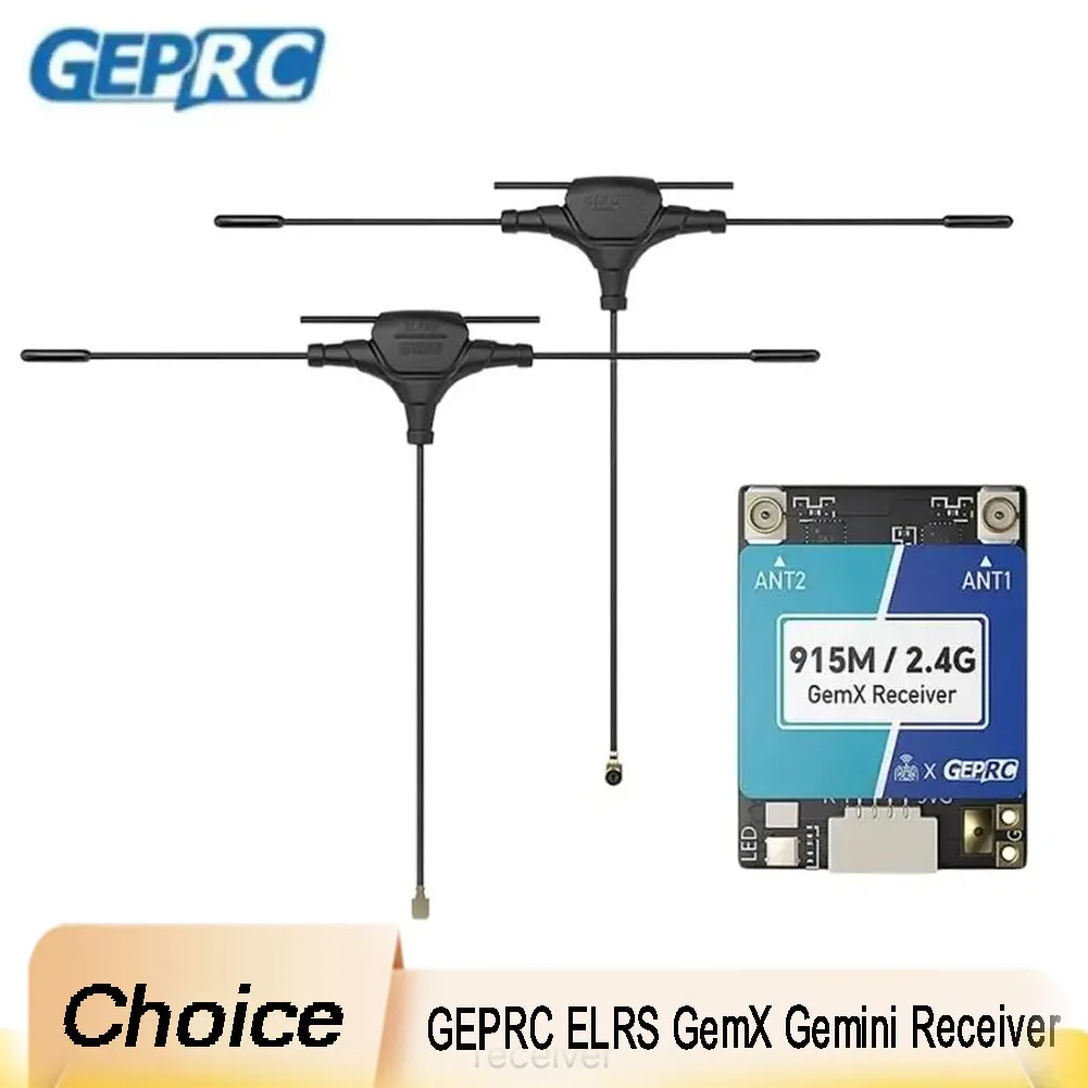 

GEPRC ELRS GemX Gemini Receiver 915M 2.4G Dual Band 25 1000Hz 1 Antenna for FPV Drone Enthusiasts