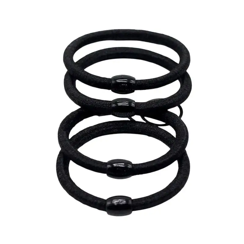100/200 Stück Verstärkte Hochelastische Schwarze Haargummis für Damen, Stilvolle Einfache Haarbänder, Langlebige Haarbänder für Erwachsene – Detail 5