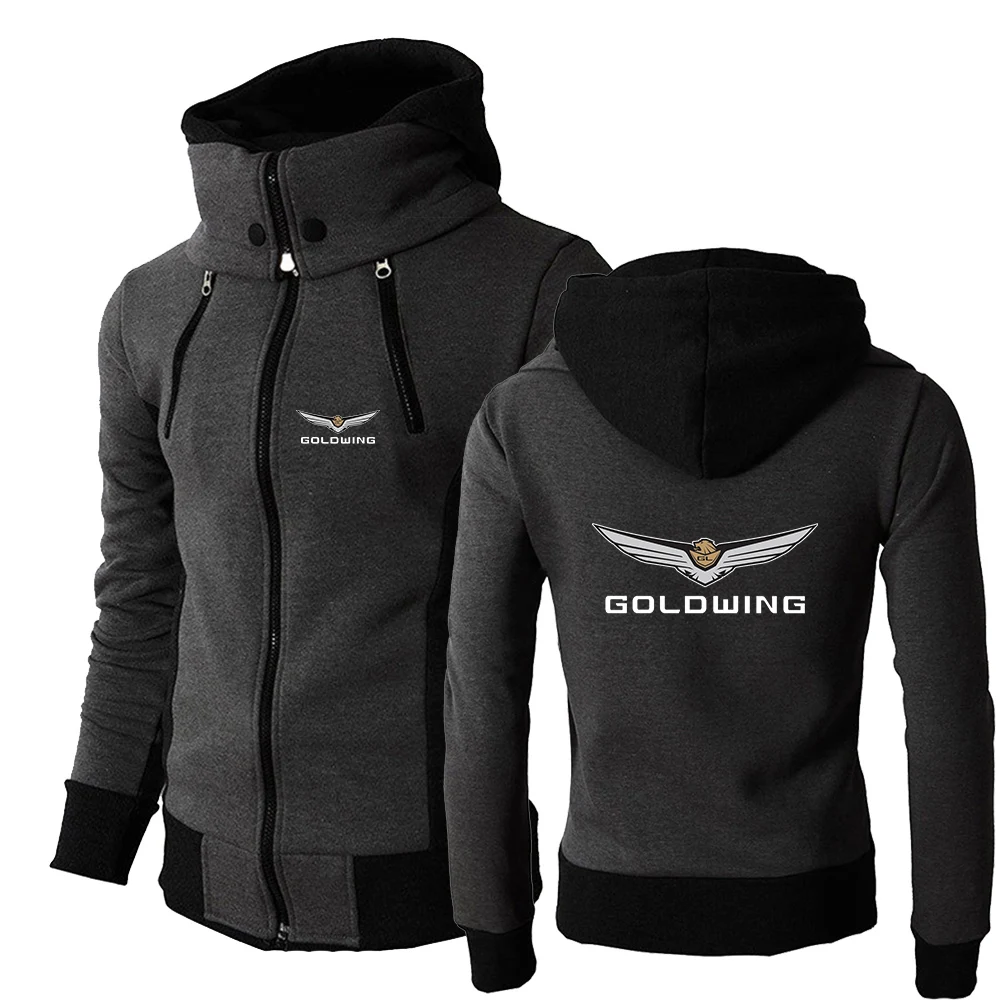 

2024 Spring Autumn Men's Goldwing Gl1500 GL1800 Japanese Motorcycle Logo Printed Long Sleeve Double Zipper Sports Hooded Hoodies