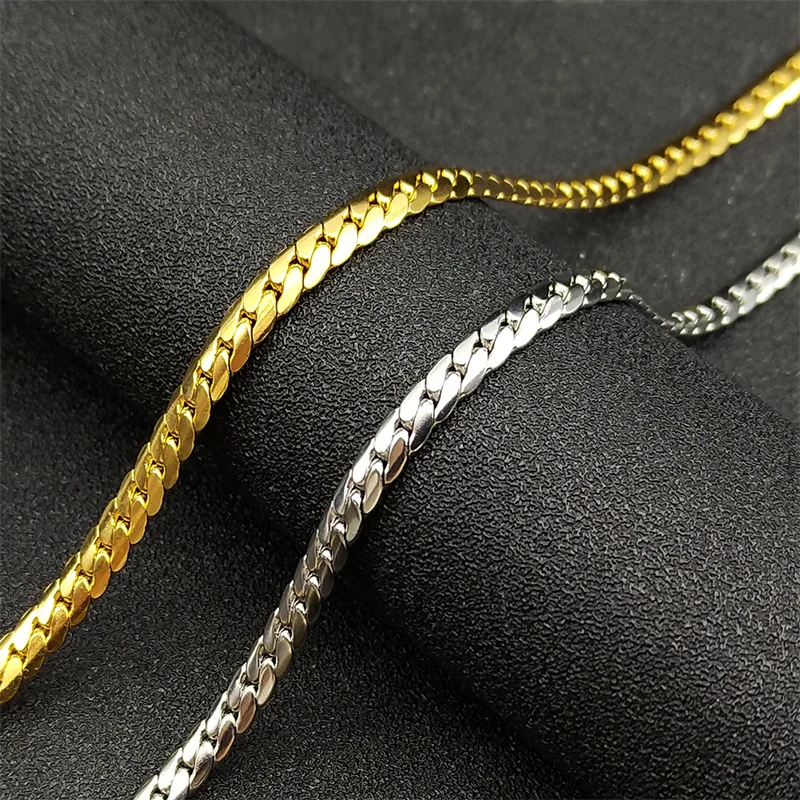 Men\'s Necklace Cuban Link Chain on Neck Stainless Steel Silver Color Punk Choker Jewelry Accessories Father\'s Day Gift