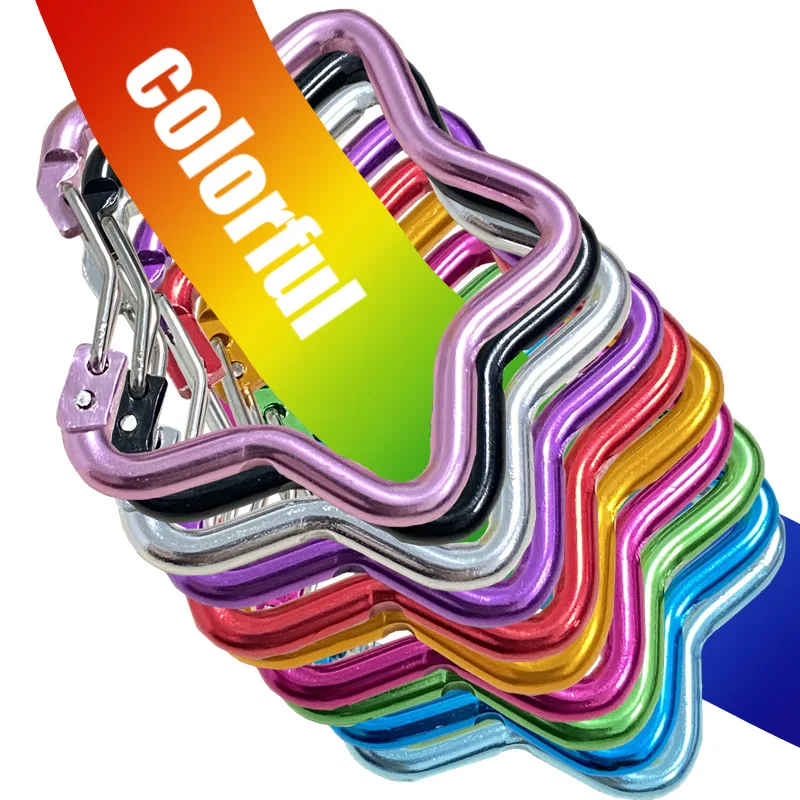 150PCS Aluminum Star Wire Clip Multicolor Shape Household Bag Accessory Carabiner Portable Outdoor Decor Hook