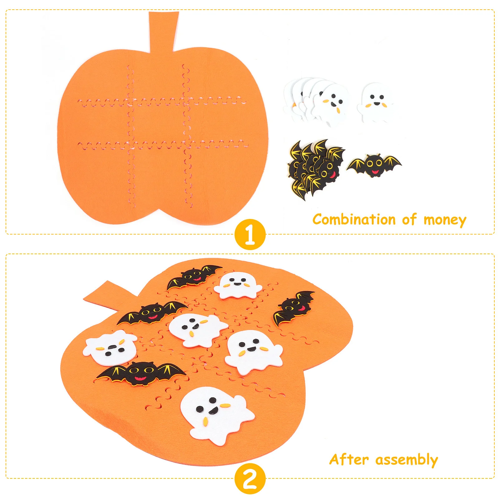 Halloween Puzzle Board Game Educational Kids Cognitive Learning Bat Ghost Shapes Portable Lightweight Kids Game Felt Baby