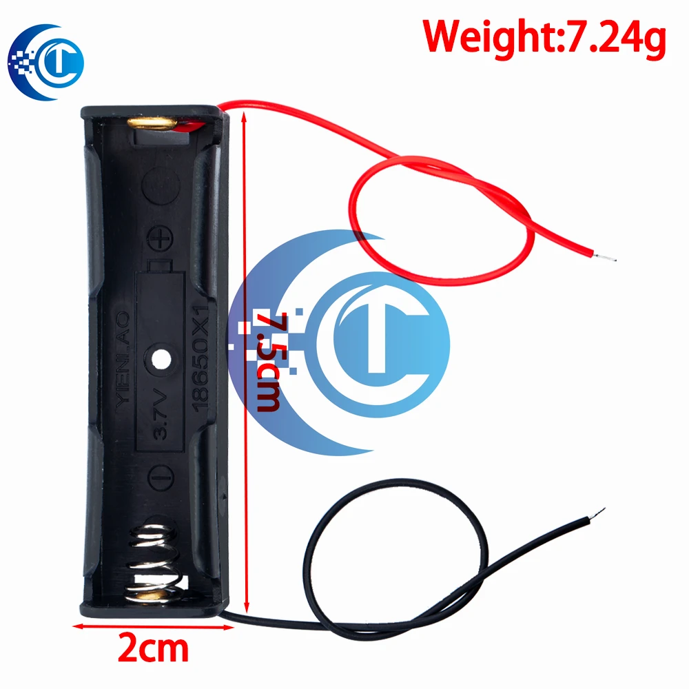 Black Plastic 18650 Battery Storage Box - 1 - 4 Slot  Way DIY Batteries Clip Holder Container With Wire Lead Pin