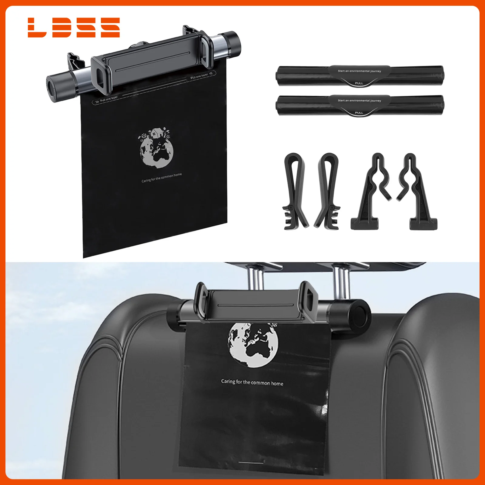 

1pc Car Interior Storage Case Trash Bin contains 40 garbage bags Mini Car Trash Can with Phone Holder Automotive Accessories