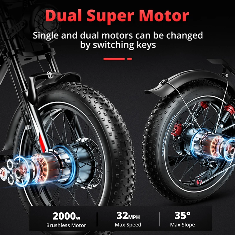 NEW S8Pro HiQiS mountain Electric Bike 2000W Motor 48V 25Ah Battery E-Bike 20 inch Tire 50km/h off road Electric Bicycles image 8