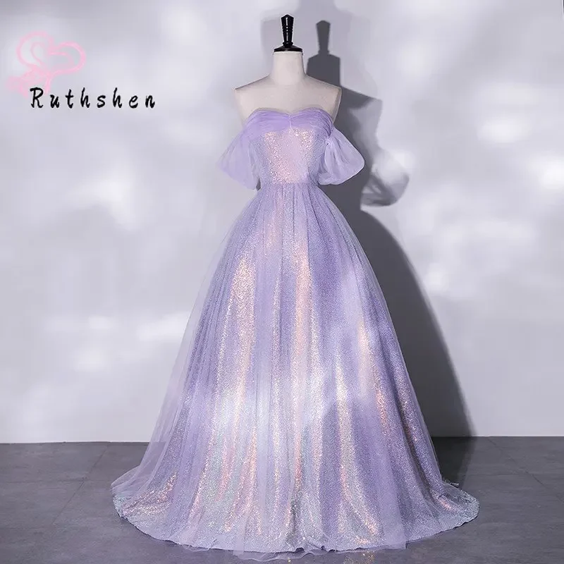 Vestidos De graduación personalizados 2024, vestido De baile De lentejuelas morado claro, Vestidos De Gala a la moda para mujer, Vestidos De noche formales para fiesta