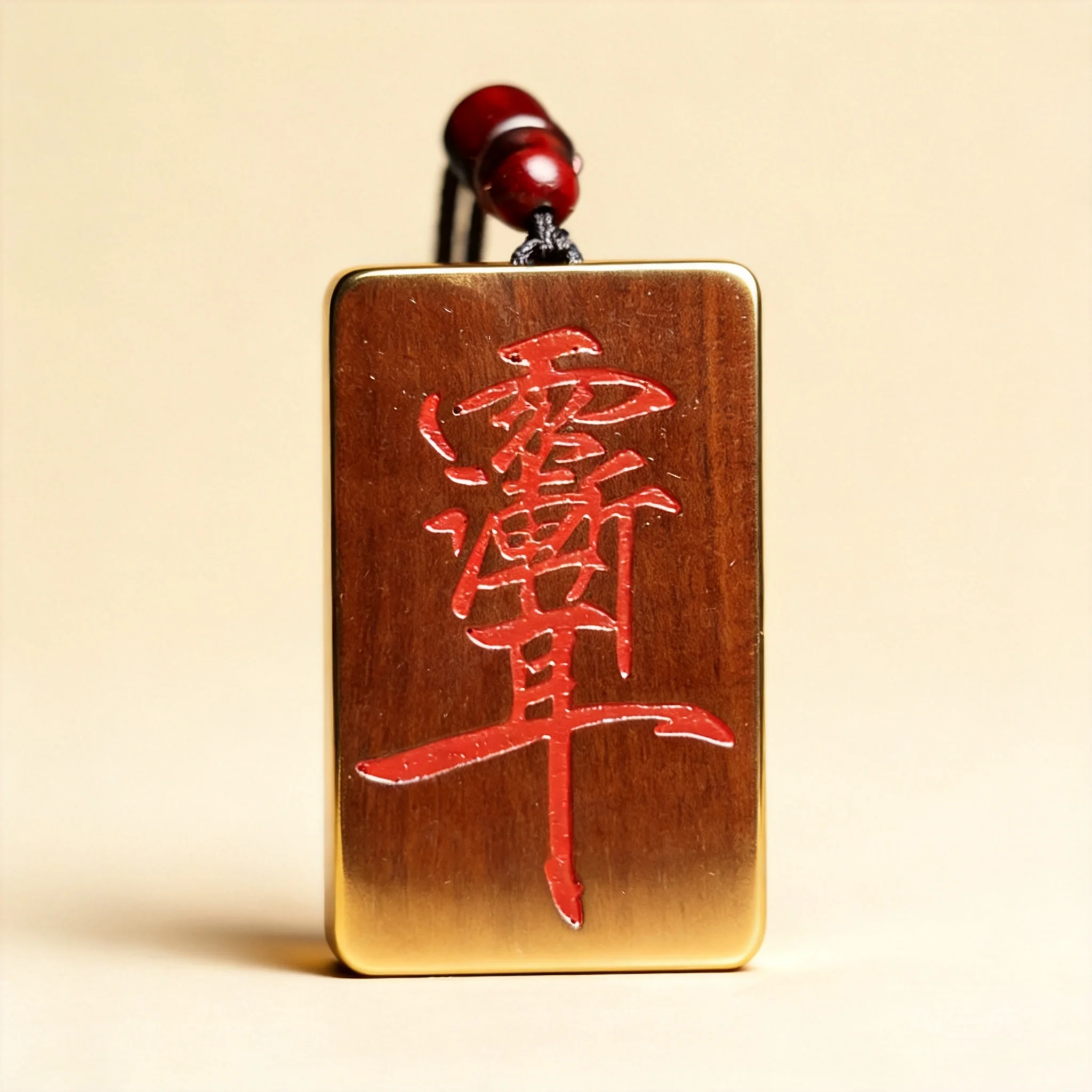 Traditional Chinese Style Natural Thunder Struck Jujube Wood Ziwei Pendant Five Way Wealth God Talisman Hand Carved Lucky Peace