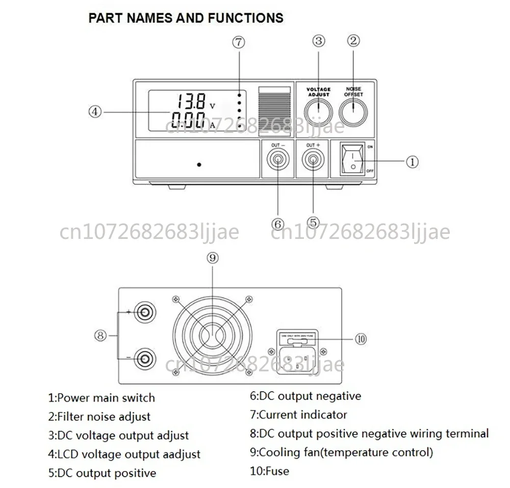 QJE PS30SWIV Power Supply 13.8V 30A Adjustable Linear Power Supply Stable DC Communication Switching Power Supply Automotive
