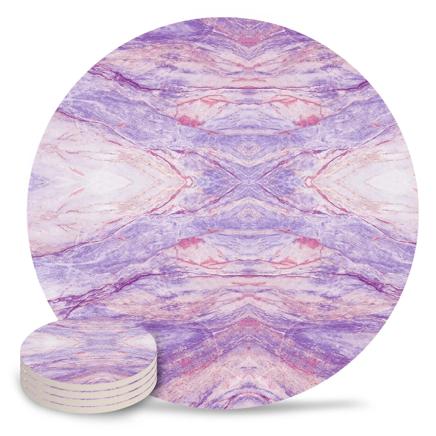 Grey and Gold Marble Abstract Placemats for Table Kitchen Coffee Table Decor Accessories Round Ceramic Coasters with Cork Base