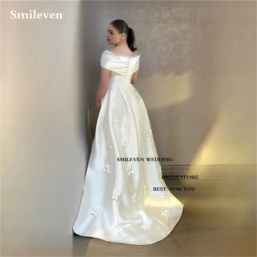 Smileven Kuwit فستان الزفاف القوس قبالة الكتف ثلاثية الأبعاد الدانتيل فساتين العروس فساتين الزفاف Vestido de novia مخصصة