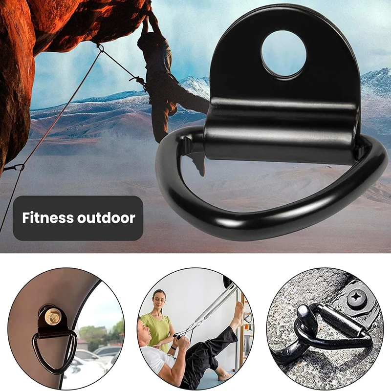 Black D Shape Pull Hook Tie Down Anchors Ring Iron Stainless Steel Cargo Tie Down Ring For Car Truck Trailers RV Boats