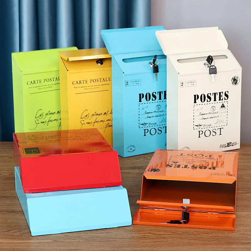 

Ретро железный запираемый почтовый ящик для комнаты с внешней стеной почтовый ящик креативный почтовый ящик почтовый ящик