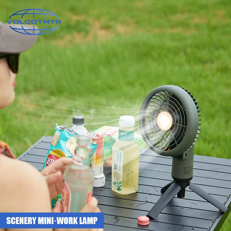 VOLODYMYR MINI Fan Lamp Portable Large Capacity Rechargeable Tent Light Camp Lighting Lantern for Car Repair Checking Inspection