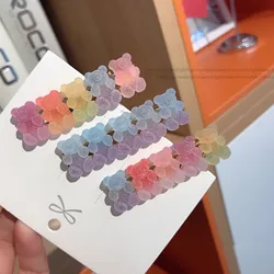 Tocado de oso degradado Marshmallow para niña, Clip lateral de dibujos animados, horquilla de flequillo dulce, accesorios para el cabello para mujer, nuevo