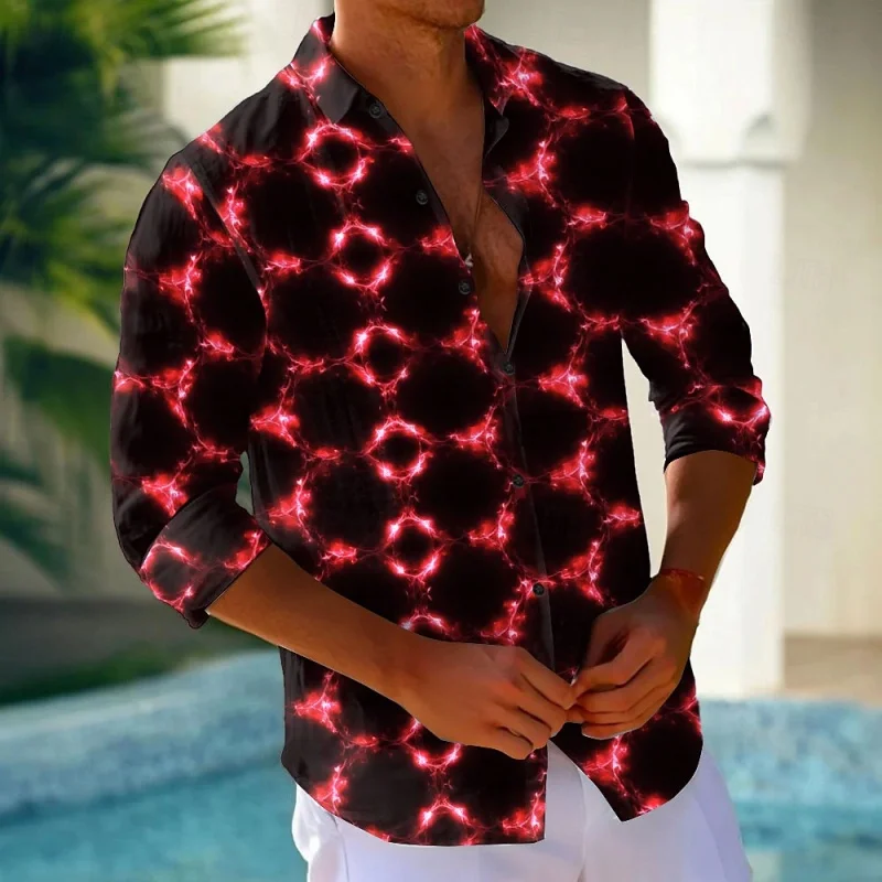 2026 New Men's Shirt Seaside Vacation Fashion Personalized Printed Pattern Long Sleeve Shirt Loose Men's Shirt XS-6XL Size